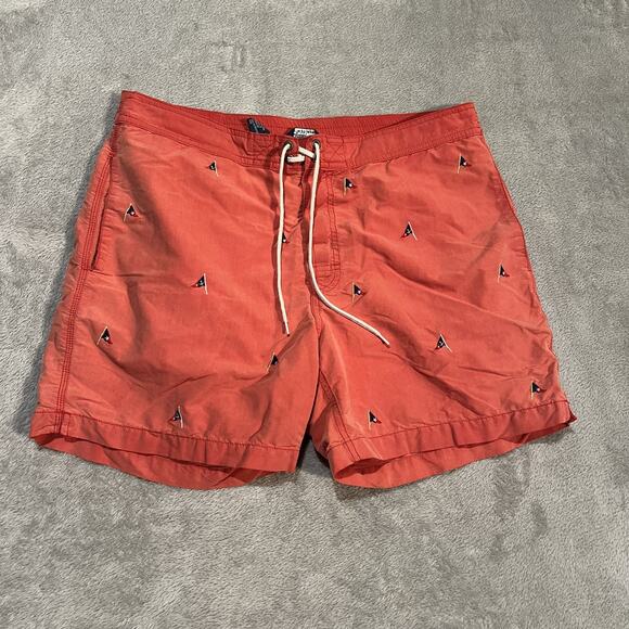 Polo Ralph Lauren Swim Trunks Mens Medium Embroidered Flags Drawstring Shorts - Picture 1 of 10